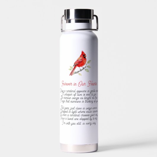 Cardinal Poem Memorial Keepsake Waterfles (Achterkant)