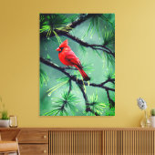 Cardinal Red Bird Canvas Wall Art (Insitu (Woonkamer))