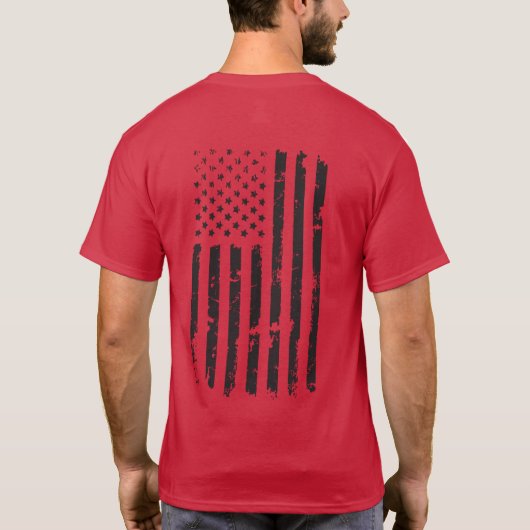 Cardinal Red T-Shirt Veteran Military w/ USA Flag (Achterkant)