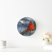 Cardinal Red Winter Photo Ronde Klok (Huis)