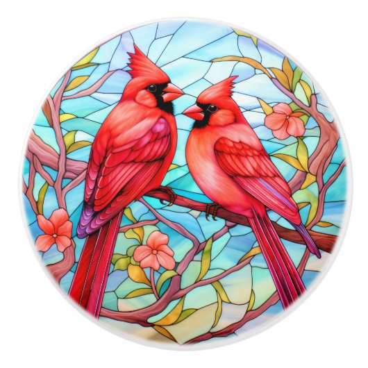 Cardinal Redbird Keramische Knop (Voorkant)