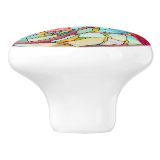 Cardinal Redbird Keramische Knop (Zijkant)