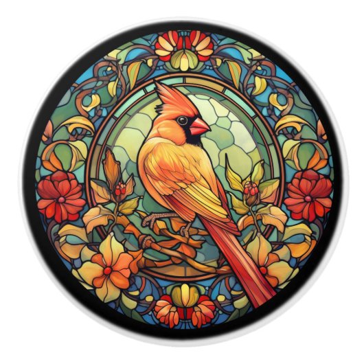 Cardinal Redbird Keramische Knop (Voorkant)