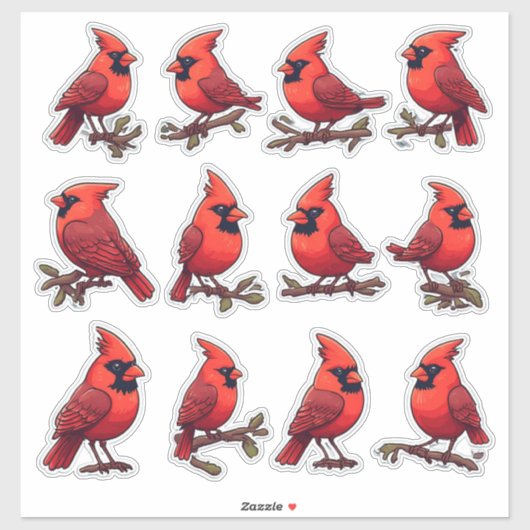 Cardinal & Songbird Set for Kids Decor & Crafts Sticker (Vel)