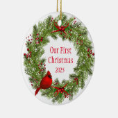 Cardinal Wreath    Keramisch Ornament (Rechts)