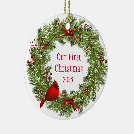 Cardinal Wreath    Keramisch Ornament (Rechts)