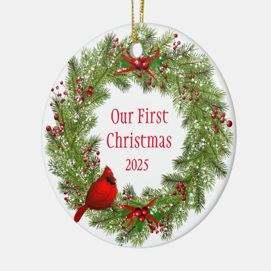 Cardinal Wreath    Keramisch Ornament (Links)