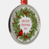 Cardinal Wreath      Metalen Ornament (Rechts)