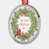 Cardinal Wreath      Metalen Ornament (Links)