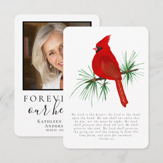 Cardinale Foto Funeral Prayer Kaart (Voorkant / Achterkant)