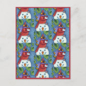 CARDINALE GARING SNOWMAN, CUTE CHRISTMAS REDBIRD BRIEFKAART (Voorkant)