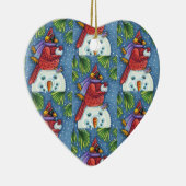 CARDINALE GARING SNOWMAN, CUTE CHRISTMAS REDBIRD KERAMISCH ORNAMENT (Rechts)