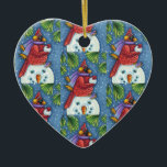 CARDINALE GARING SNOWMAN, CUTE CHRISTMAS REDBIRD KERAMISCH ORNAMENT<br><div class="desc">GEWAPEN MET SNOWBALLEN. HUMOROUS CARDINAL ORNAMENT. (Achterzijde "MERRY CHRISTMAS") *Aanpassen ... Zoeken naar overeenkomende items Susan Brack Design</div>