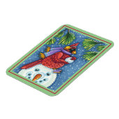 CARDINALE GARING SNOWMAN, CUTE CHRISTMAS REDBIRD MAGNEET (Linkerzijde)