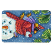 CARDINALE GARING SNOWMAN, CUTE CHRISTMAS REDBIRD MAGNEET (Horizontaal)