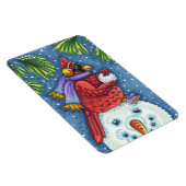 CARDINALE GARING SNOWMAN, CUTE CHRISTMAS REDBIRD MAGNEET (Rechterzijde)