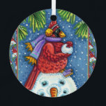 CARDINALE GARING SNOWMAN, CUTE CHRISTMAS REDBIRD METALEN ORNAMENT<br><div class="desc">GEWAPEN MET SNOWBALLEN. HUMOROUS CARDINAL ORNAMENT. (Achterzijde "MERRY CHRISTMAS") *Aanpassen ... Zoeken naar overeenkomende items Susan Brack Design</div>