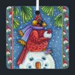 CARDINALE GARING SNOWMAN, CUTE CHRISTMAS REDBIRD METALEN ORNAMENT<br><div class="desc">GEWAPEN MET SNOWBALLEN. HUMOROUS CARDINAL ORNAMENT. (Achterzijde "MERRY CHRISTMAS") *Aanpassen ... Zoeken naar overeenkomende items Susan Brack Design</div>
