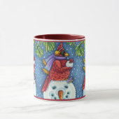 CARDINALE GARING SNOWMAN, CUTE CHRISTMAS REDBIRD MOK (Midden)