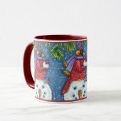 CARDINALE GARING SNOWMAN, CUTE CHRISTMAS REDBIRD MOK (Voorkant links)