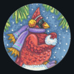CARDINALE GARING SNOWMAN, CUTE CHRISTMAS REDBIRD RONDE STICKER<br><div class="desc">GEWAPEN MET SNOWBALLEN. HUMOROUS CARDINAL STICKERS *Pas ... Zoek overeenkomende items die Susan Brack Design aanpast</div>