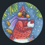 CARDINALE GARING SNOWMAN, CUTE CHRISTMAS REDBIRD RONDE STICKER<br><div class="desc">GEWAPEN MET SNOWBALLEN. HUMOROUS CARDINAL STICKERS *Pas ... Zoek overeenkomende items die Susan Brack Design aanpast</div>