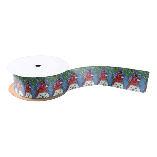 CARDINALE GARING SNOWMAN, CUTE CHRISTMAS REDBIRD SATIJNEN LINT (Spoel)
