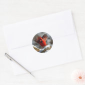 Cardinale sneeuwfoto ronde sticker (Envelop)