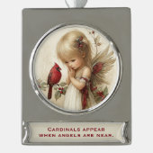Cardinals Appear – Angelic Christmas Keepsake Verzilverd Banner Ornament (Voorkant)