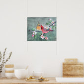 CARDINALS & APPLE BLOSSOMS by SHARON SHARPE Poster (Keuken)