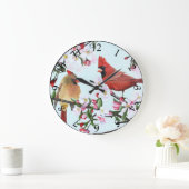 Cardinals & Apple Blossoms Wall Clock Grote Klok (Huis)