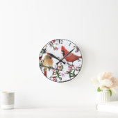 Cardinals & Apple Blossoms Wall Clock Ronde Klok (Huis)