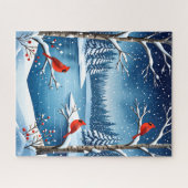 Cardinals beroemd gemaakt door Snowy Lake Winter S Legpuzzel (Horizontaal)