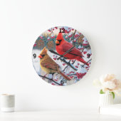 Cardinals & Berries Grote Klok (Huis)