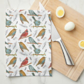 Cardinals Bluebirds Chickadee Waterverf Wildlife Theedoek (Quarter Fold)