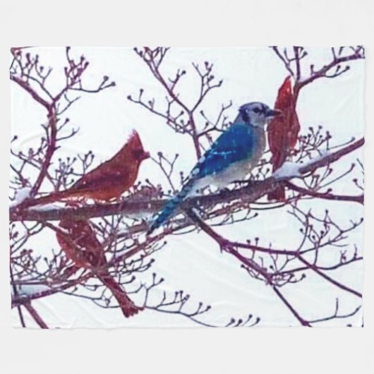 CARDINALS EN BLUE JAY FLEECE DEKEN (Voorkant (Horizontaal))