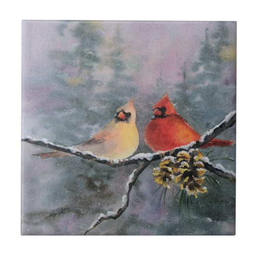 CARDINALS EN PIJNCONS VAN SHARON SHARPE TEGELTJE (Voorkant)