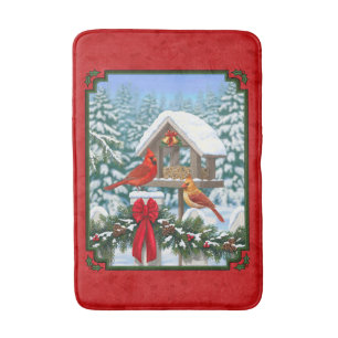 Cardinals Kerstmis Birdfeeder Red Badmat