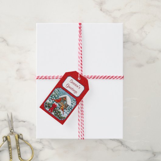 Cardinals Kerstmis Birdfeeder Red Cadeaulabel (Met Touw)