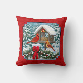 Cardinals Kerstmis Birdfeeder Red Kussen
