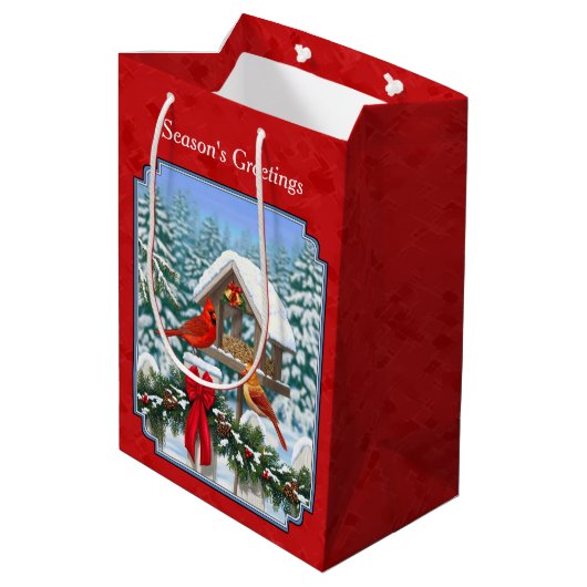 Cardinals Kerstmis Birdfeeder Red Medium Cadeauzakje (Achterkant Gekanteld)