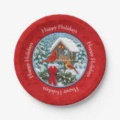 Cardinals Kerstmis Birdfeeder Red Papieren Bordje (Voorkant)