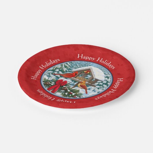 Cardinals Kerstmis Birdfeeder Red Papieren Bordje (Gekanteld)