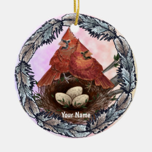 Cardinals Nest Keramisch Ornament