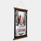 Cardinals on Birch – Rustic Merry Christmas Hangend Wandkleed (Gebogen)