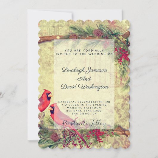 Cardinals trouwuitnodiging kaart (Voorkant)
