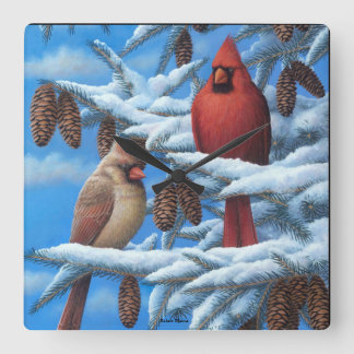 Cardinals Wall Clock Vierkante Klok