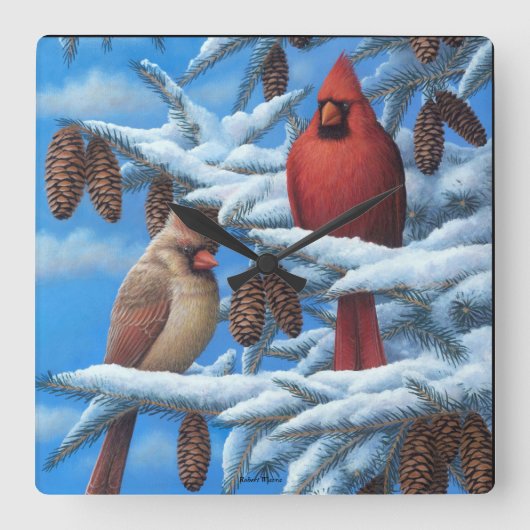 Cardinals Wall Clock Vierkante Klok (Voorkant)