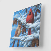 Cardinals Wall Clock Vierkante Klok (Hoek)