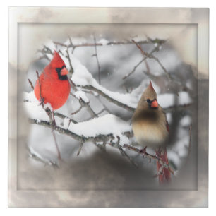 Cardinals Winter Scene Tile Tegeltje